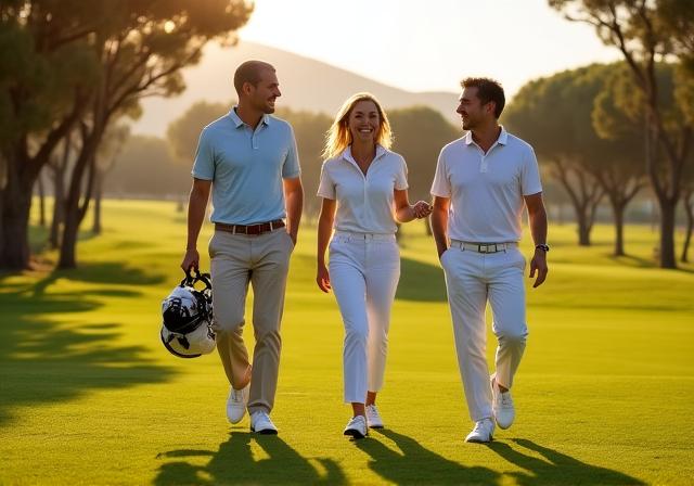 Giocatori di golf che ridono sul campo di Canopy Links